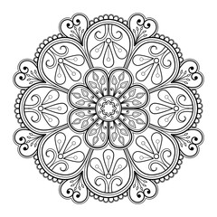 Circular Pattern In Mandala Henna. Mandala Coloring book. greeting card sticker lace pattern and tattoo, yoga design tile pattern. Wall Art, Limitless Walls.	