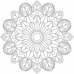 Circular Pattern Mandala Zentangle Henna Mehndi Tattoo, Decoration Circle Vector Clipart Floral Flower Decorative Ethnic Oriental Style Coloring Book Page Illustration Ornamental Ornament