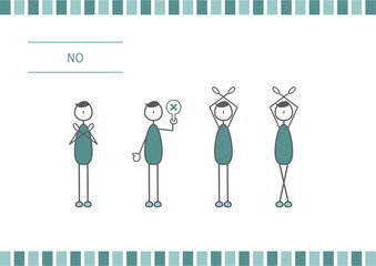 NOを出す短髪の人のアイコンセット