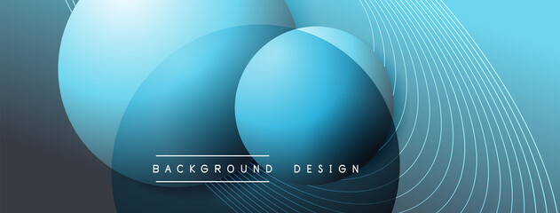 Gradient circles with shadows. Vector techno abstract background. Modern overlapping forms wallpaper background, design template