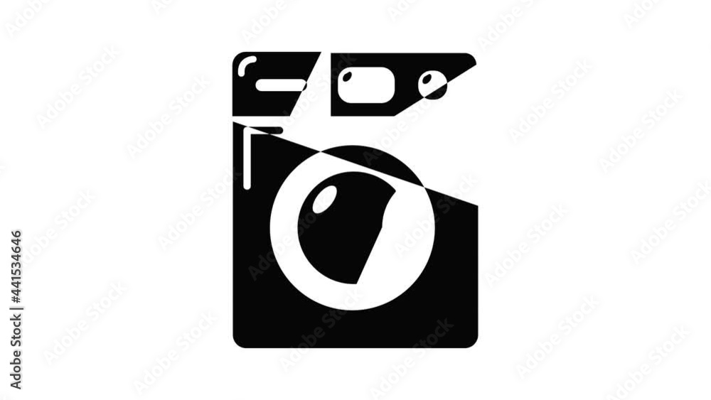 Poster washing machine icon animation simple best object on white