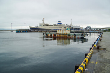 函館港に係留されている青函連絡船