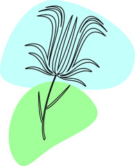 Bell on a white background with circular elements in blue and green. Floral pattern for the logo. For wallpaper, tiles, fabrics.