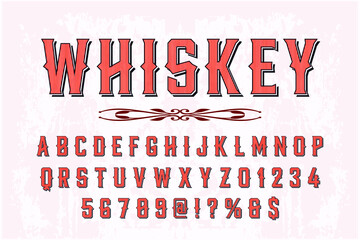 classic lettering, alphabet font, red and brown style background