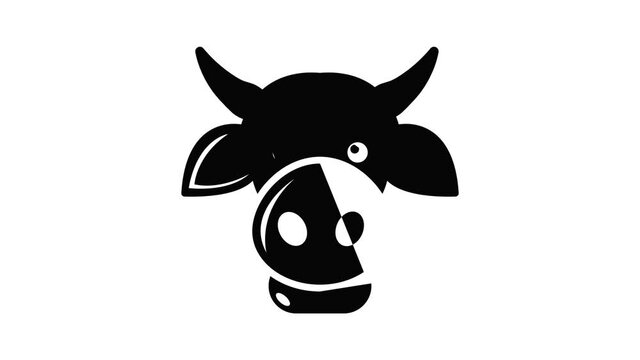 Cow head icon animation simple best object on white