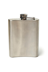 The metal flask isolated on a white background