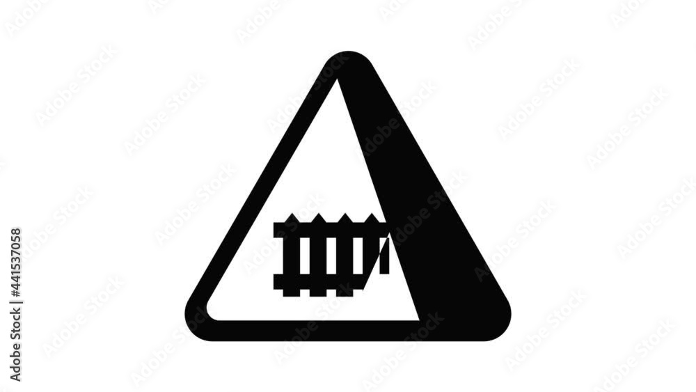 Poster crossing railroad barrier icon animation simple best object on white