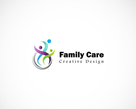 Family care logo creative concept people abstract