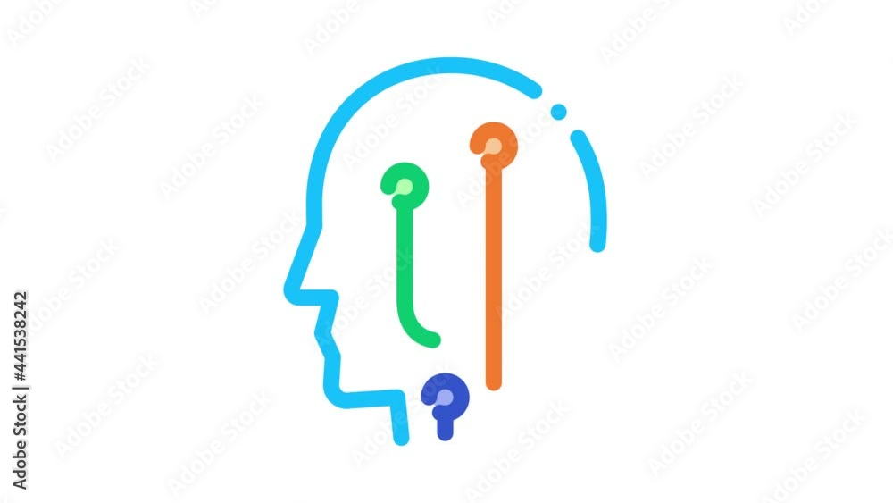 Aufkleber head check biohacking animated icon on white background