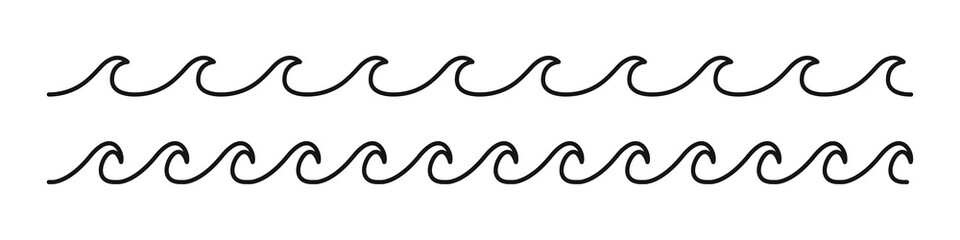 Water waves set. Sea, ocean or river concept. Vector illustration