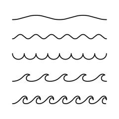 Water waves set. Sea, ocean or river concept. Vector illustration