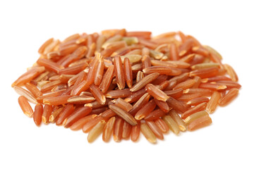 Red rice on white background 