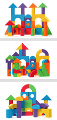 The toy castle from color blocks isolated on a white background