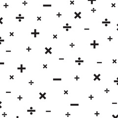 Seamless mathematical symbol pattern background. Vector Illustration.