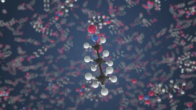 Amyl Nitrate Molecule, Conceptual Molecular Model. Scientific Looping 3d Animation