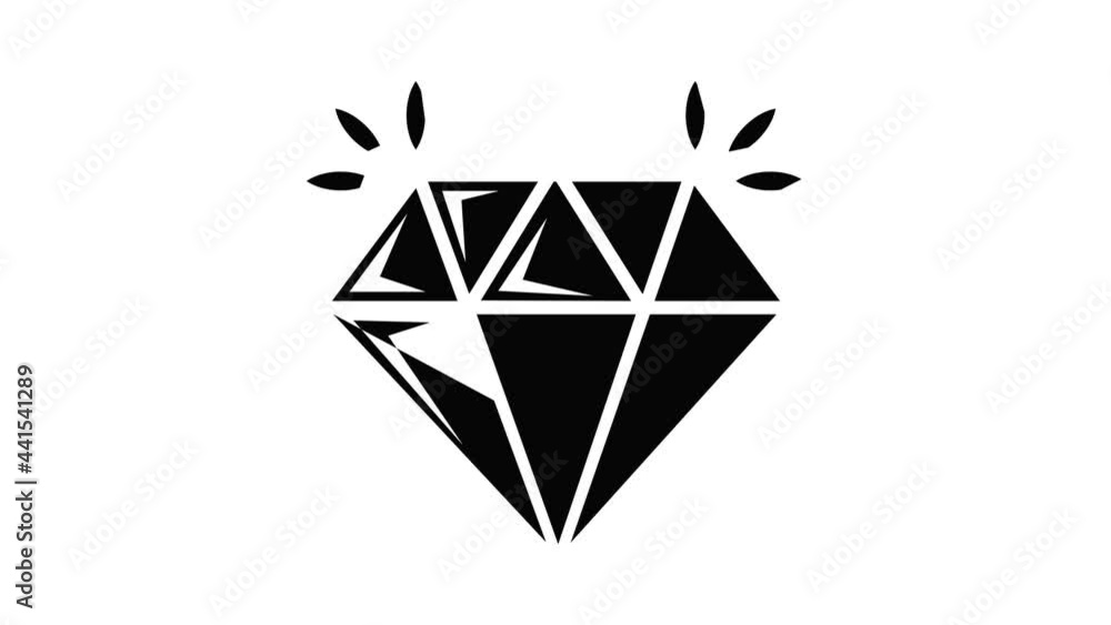 Poster mine diamond icon animation simple best object on white
