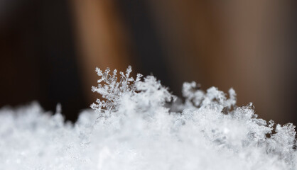 Snowflake in the snow, winter season