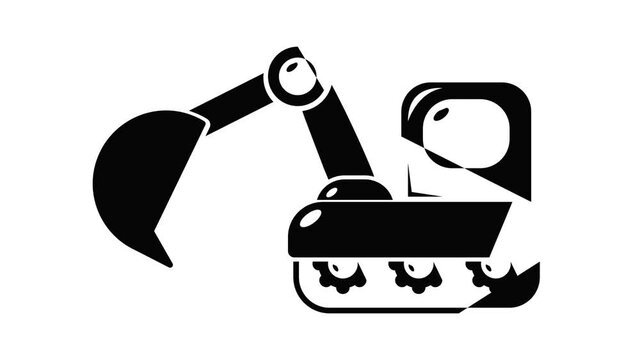 Excavator icon animation simple best object on white