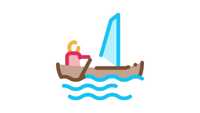 Sailing Canoeing animated icon on white background