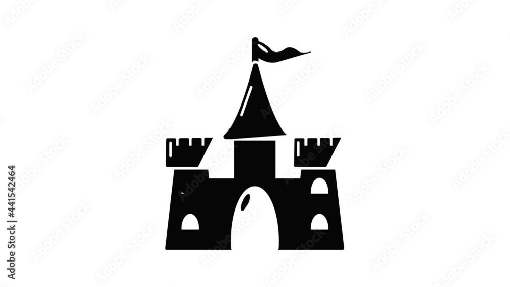 Poster castle building icon animation simple best object on white