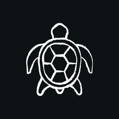 Obraz premium Turtle chalk icon. Vector black illustration.