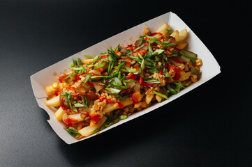 Tasty french fries poutine 
