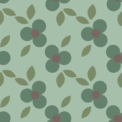 Retro green simpel flowers vector seamless repeat pattern print background