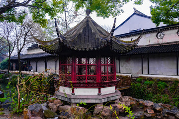 pavilion in the Suzhou garden, good place for travel, rest, meditation