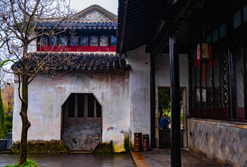 old temple building in Suzhou garden, good place for travel, rest, meditation