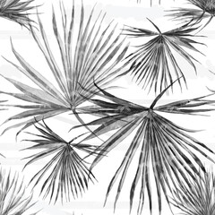 Obraz premium Grey palm leaves onwhite background seamless pattern for all prints.