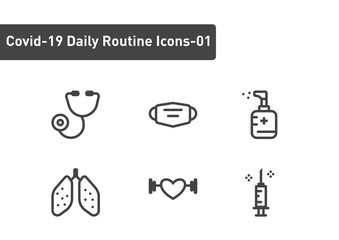 Covid-19 daily routine icon set isolated on white background ep01