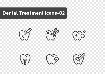 dental treatment icon set isolated on transparency background ep02