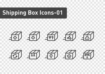 shipping box icon set isolated on transparency background ep01