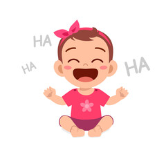 cute little baby girl show happy expression and laugh