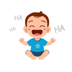 cute little baby boy show happy expression and laugh