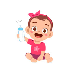 culte little baby girl drink milk from bottle