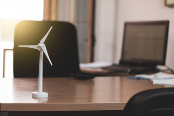 a figure of a wind turbine in an office of an office