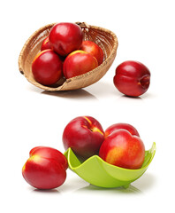 ripe peach on white background