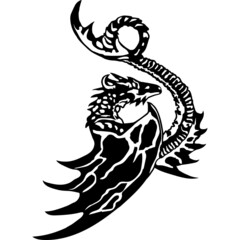 Dragon with large wings and a long tail