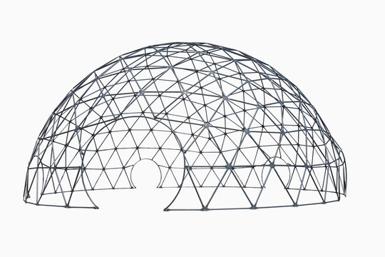 Spherical structured tent shell, just frame cut out on white bacground