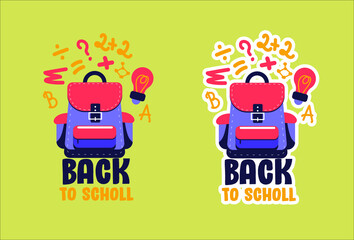 back to school illustration of a school backpack falling out of a school formula bag.