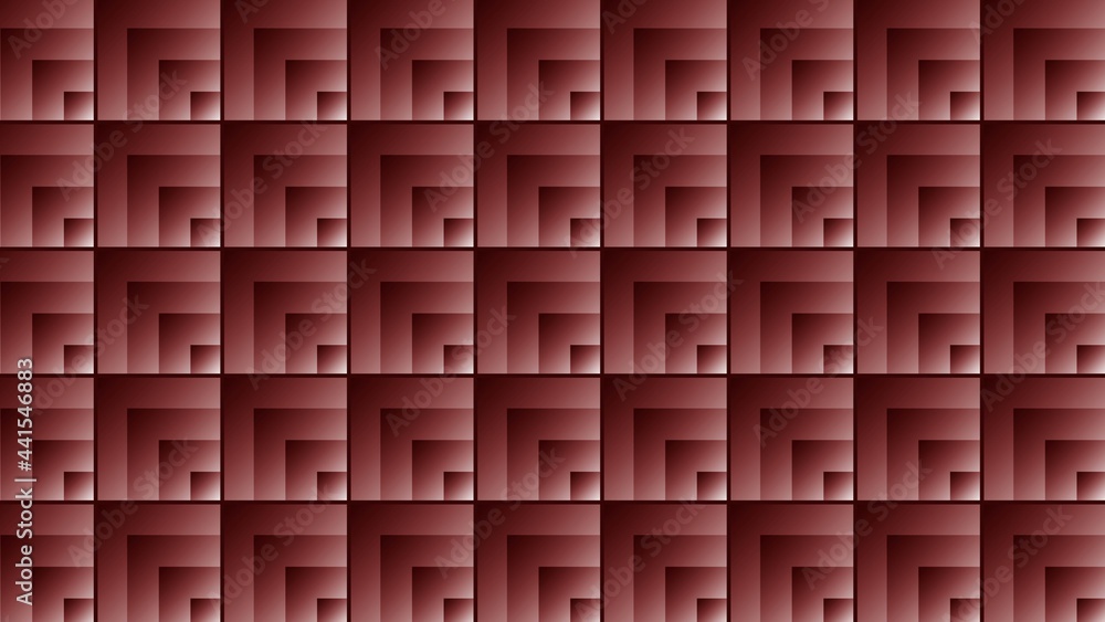 Aufkleber modern square pattern background - mosaic structure in dark red - 3d illustration
