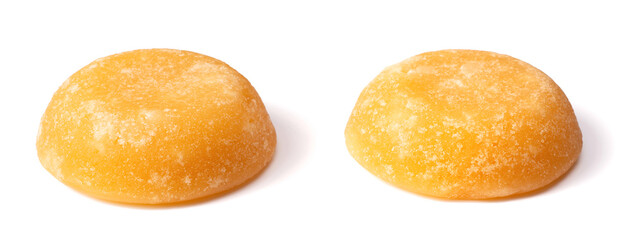 two cakes of palm sugar isolated on white background