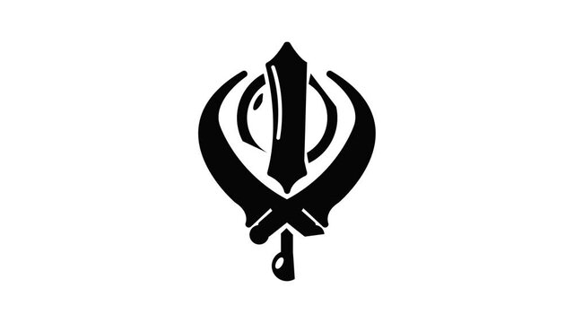 Khanda symbol sikhism religion icon animation simple best object on white