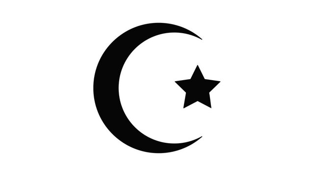 Star crescent symbol islam icon animation simple best object on white