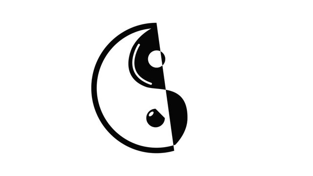 Yin yang symbol taoism icon animation simple best object on white