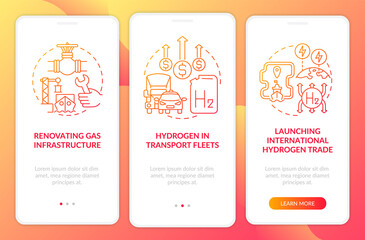 Green energy promotion onboarding mobile app page screen. Transport fleets walkthrough 3 steps graphic instructions with concepts. UI, UX, GUI vector template with linear color illustrations