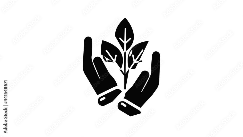 Poster hand sprout icon animation simple best object on white