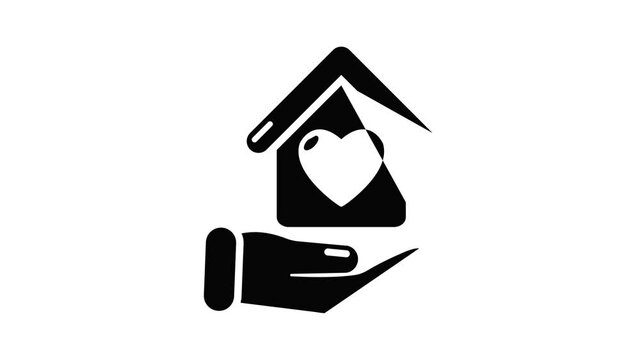 Hand house icon animation simple best object on white