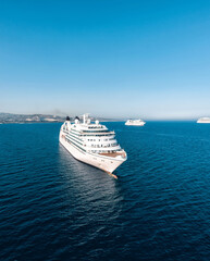 Cruise ship sailing in the blue waters of the Mediterranean